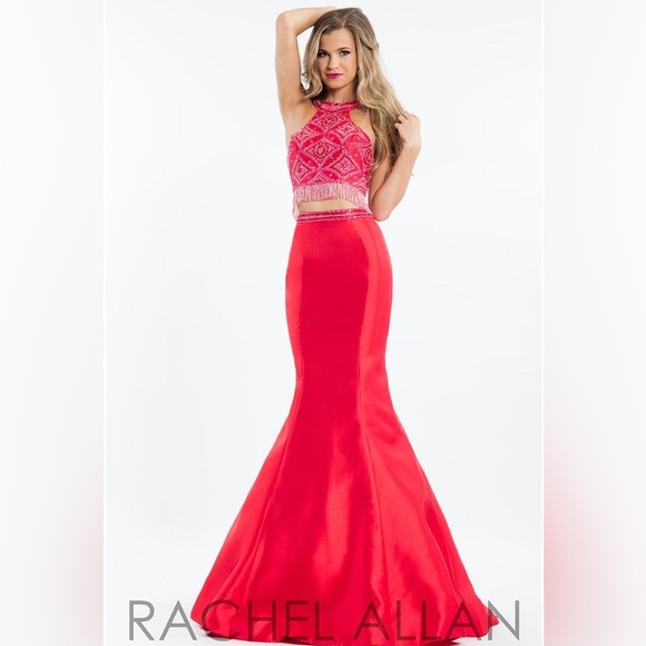 Rachel Allan Size 2 Red Two Piece Prom Dress - Picture 1 of 5